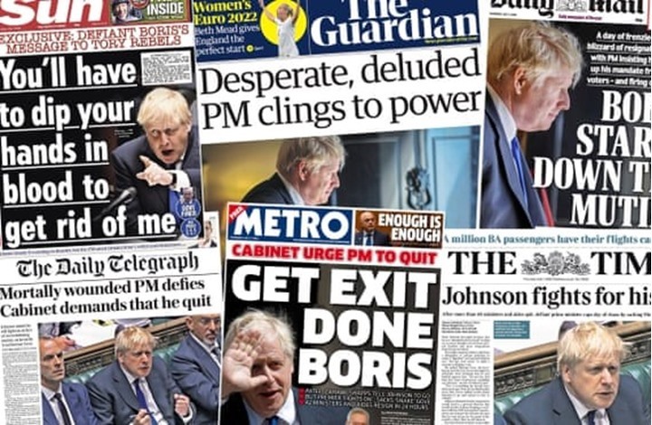 عناوين صحف بريطانيا قبل استقالة مرتقبة لجونسون: عليك الرحيل