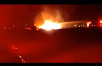 تحطم طائرة إسرائيلية واشتعال النيران فيها (شاهد)